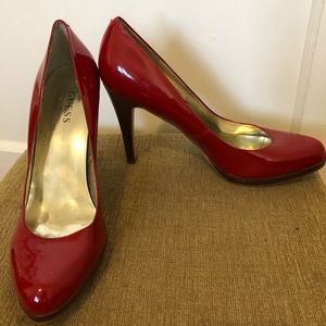 Guess Red Patent Leather Heels Size 8.5